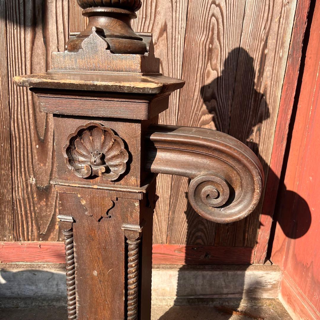 洋館アンティーク 親柱 階段パーツ 彫刻入り【1本売り／希少】