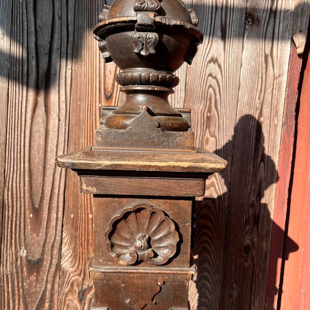洋館アンティーク 親柱 階段パーツ 彫刻入り【1本売り／希少】
