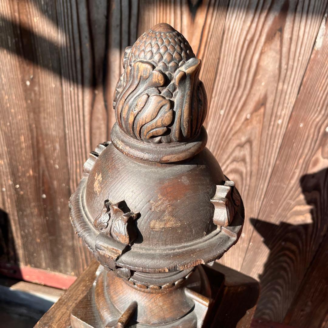 洋館アンティーク 親柱 階段パーツ 彫刻入り【1本売り／希少】