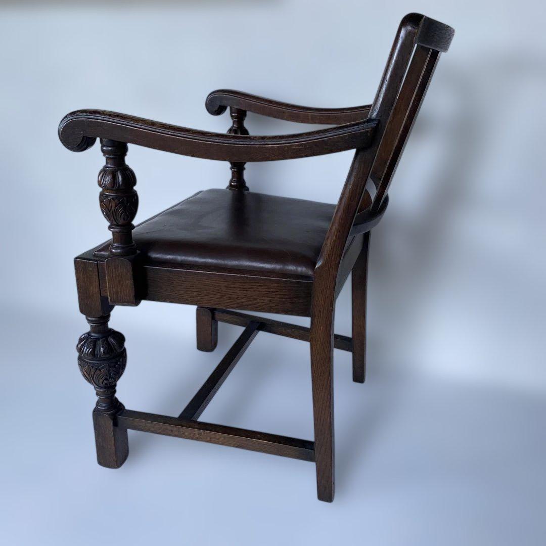 英国 アンティーク オーク アームチェア 椅子 チェア