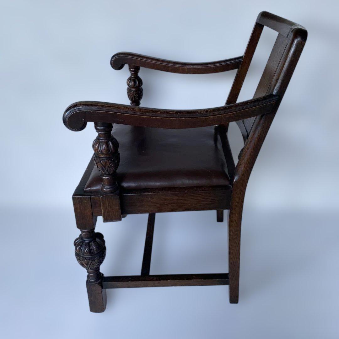 英国 アンティーク オーク アームチェア 椅子 チェア