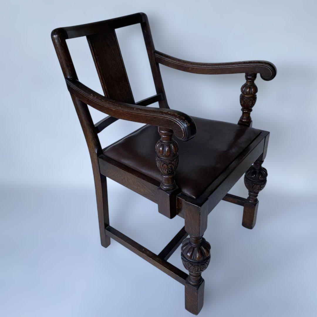 英国 アンティーク オーク アームチェア 椅子 チェア