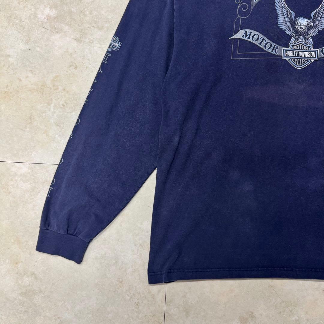 ハーレーダビッドソン ロンT hanes USA製 ネイビー XL 袖プリ