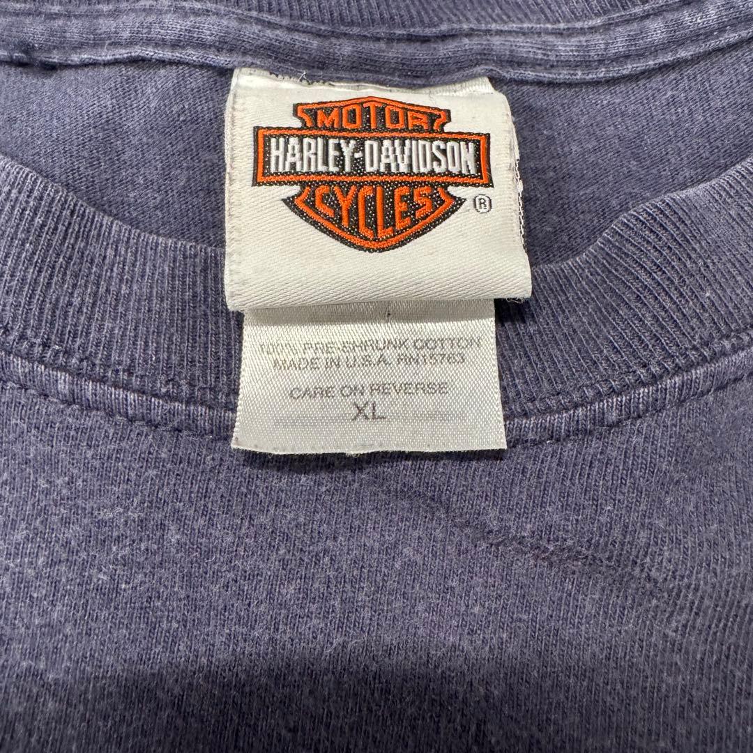 ハーレーダビッドソン ロンT hanes USA製 ネイビー XL 袖プリ