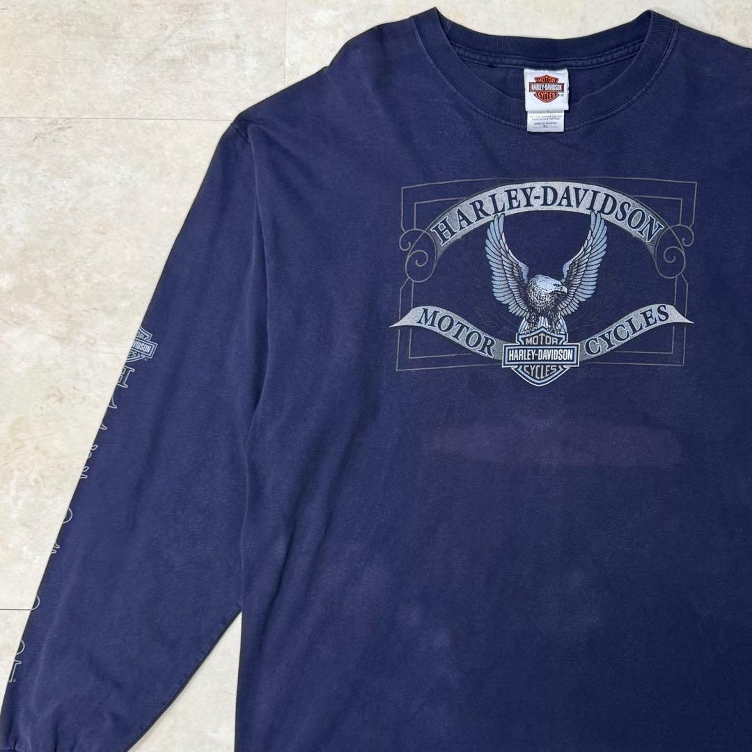 ハーレーダビッドソン ロンT hanes USA製 ネイビー XL 袖プリ