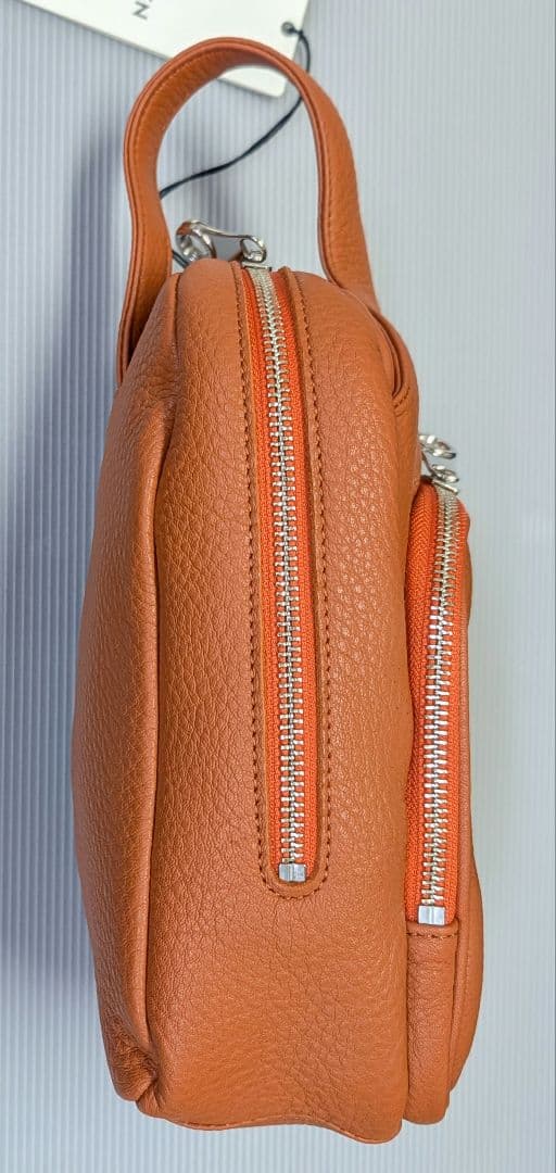 ま*そ様 オレンジ レザー ミニハンドバッグ