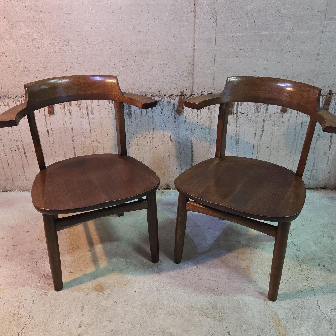 柏木工「ソフィー」 アームチェア 座面低め ダークブラウン ナラ材 2脚セット②