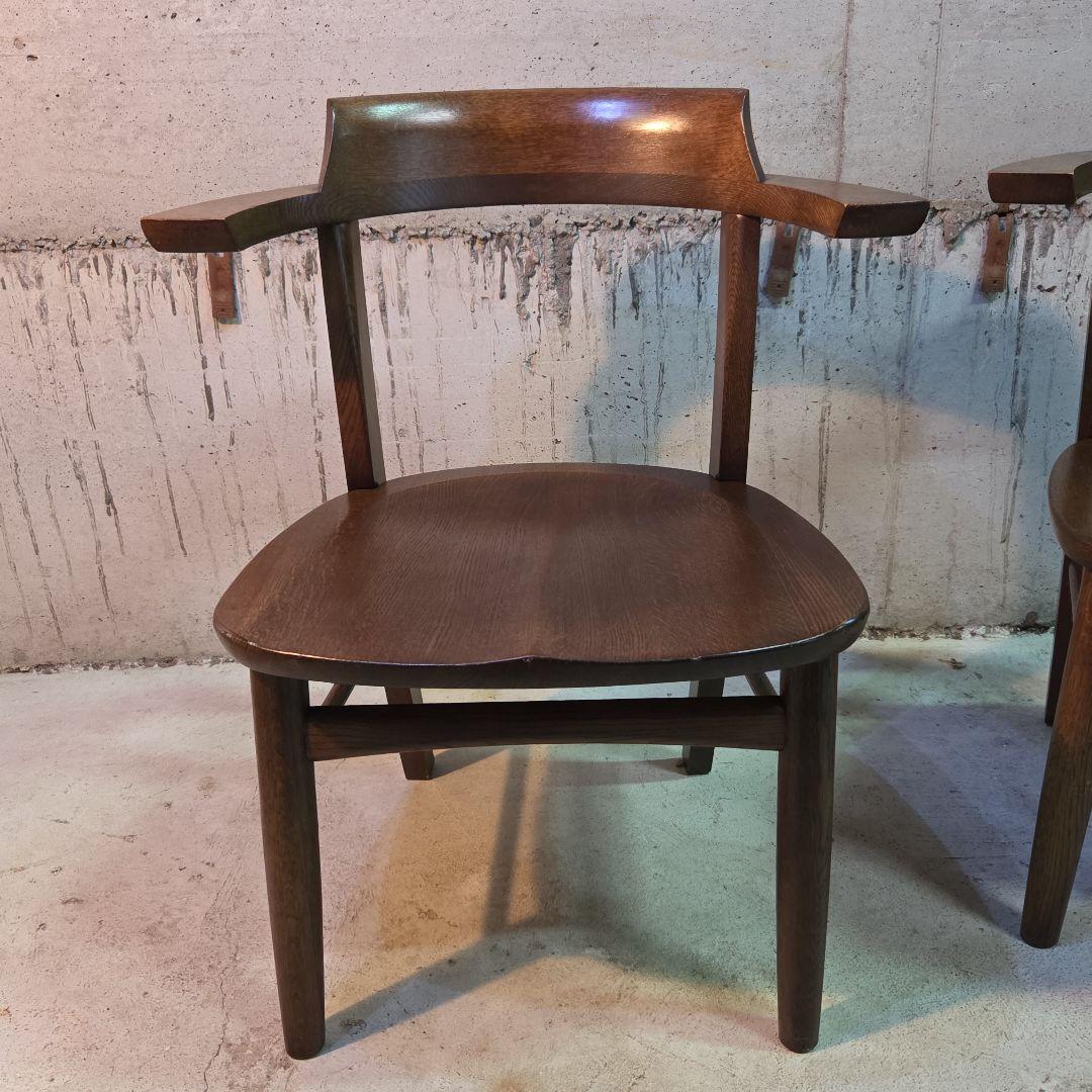 柏木工「ソフィー」 アームチェア 座面低め ダークブラウン ナラ材 2脚セット②