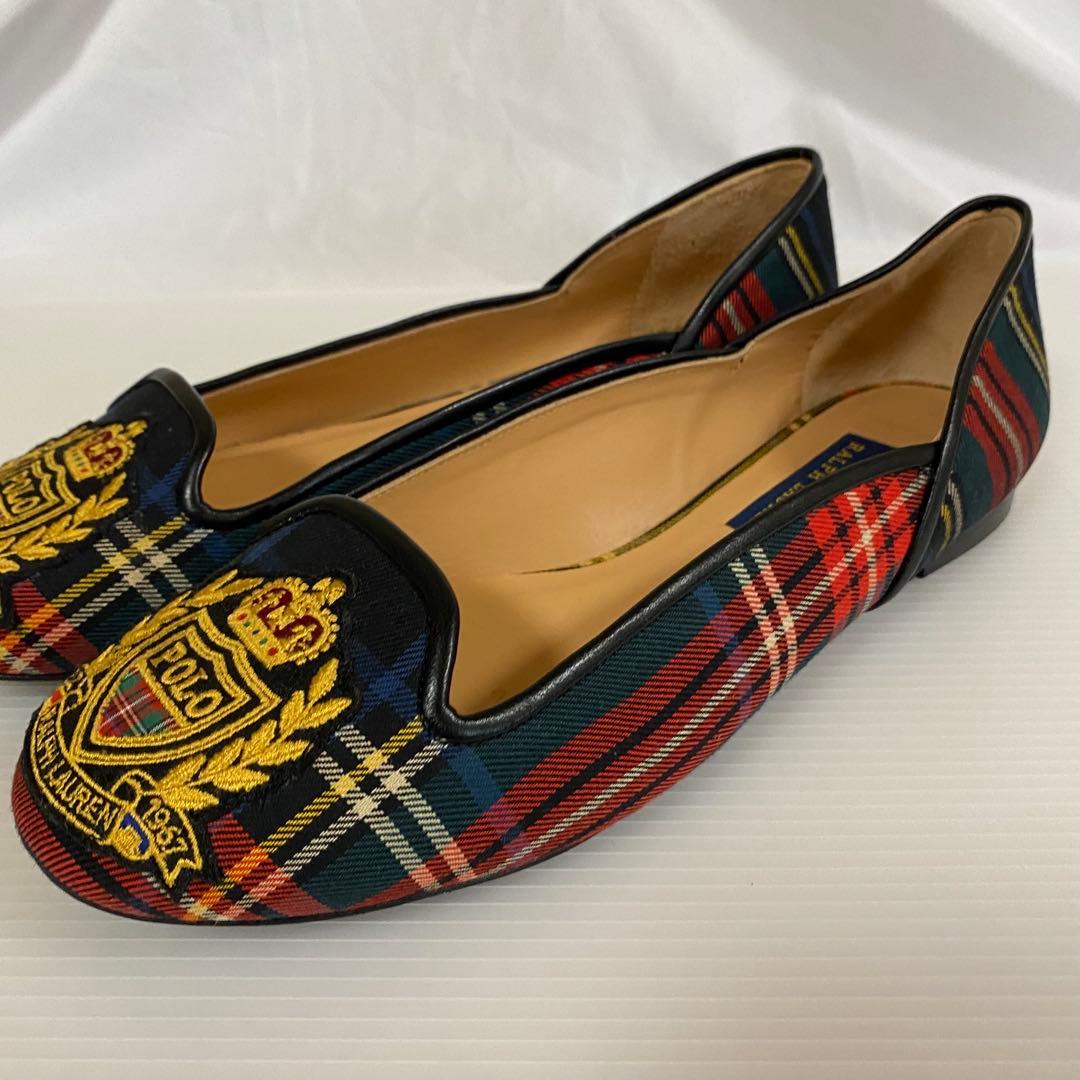 未使用ラルフローレン　フラットシューズ　タータンチェック