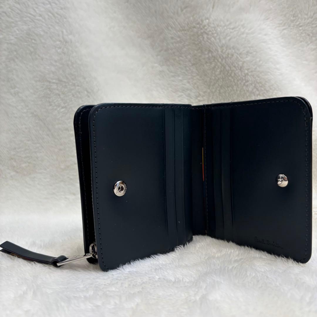 美品✨️Paul Smith 二つ折り財布 ブラック レザー ラウンドファスナー