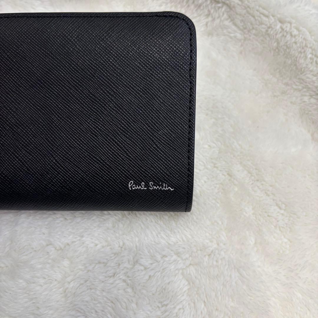 美品✨️Paul Smith 二つ折り財布 ブラック レザー ラウンドファスナー
