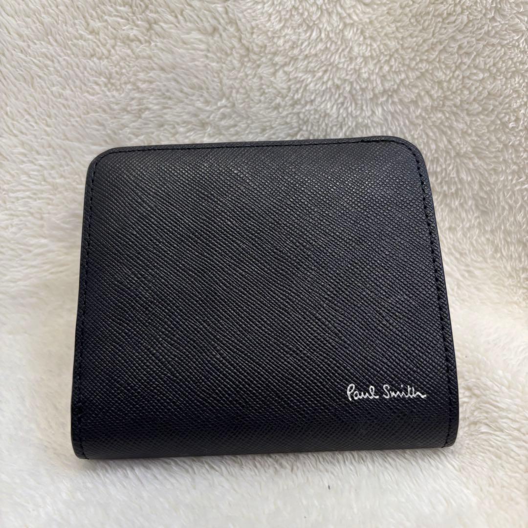 美品✨️Paul Smith 二つ折り財布 ブラック レザー ラウンドファスナー