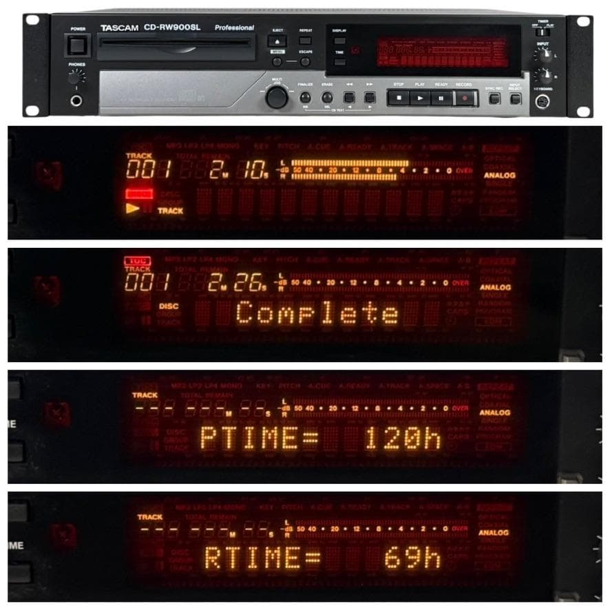 CD録音履歴69時間・TASCAM CDレコーダー 業務用 CD-RW900SL
