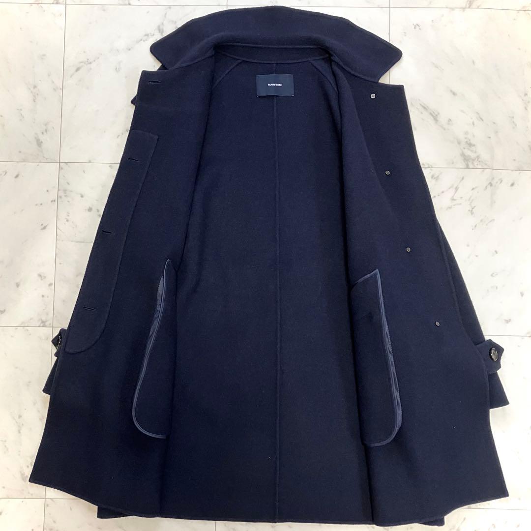 美品 フレームワーク リバーバルカラーショートコート ネイビー 36