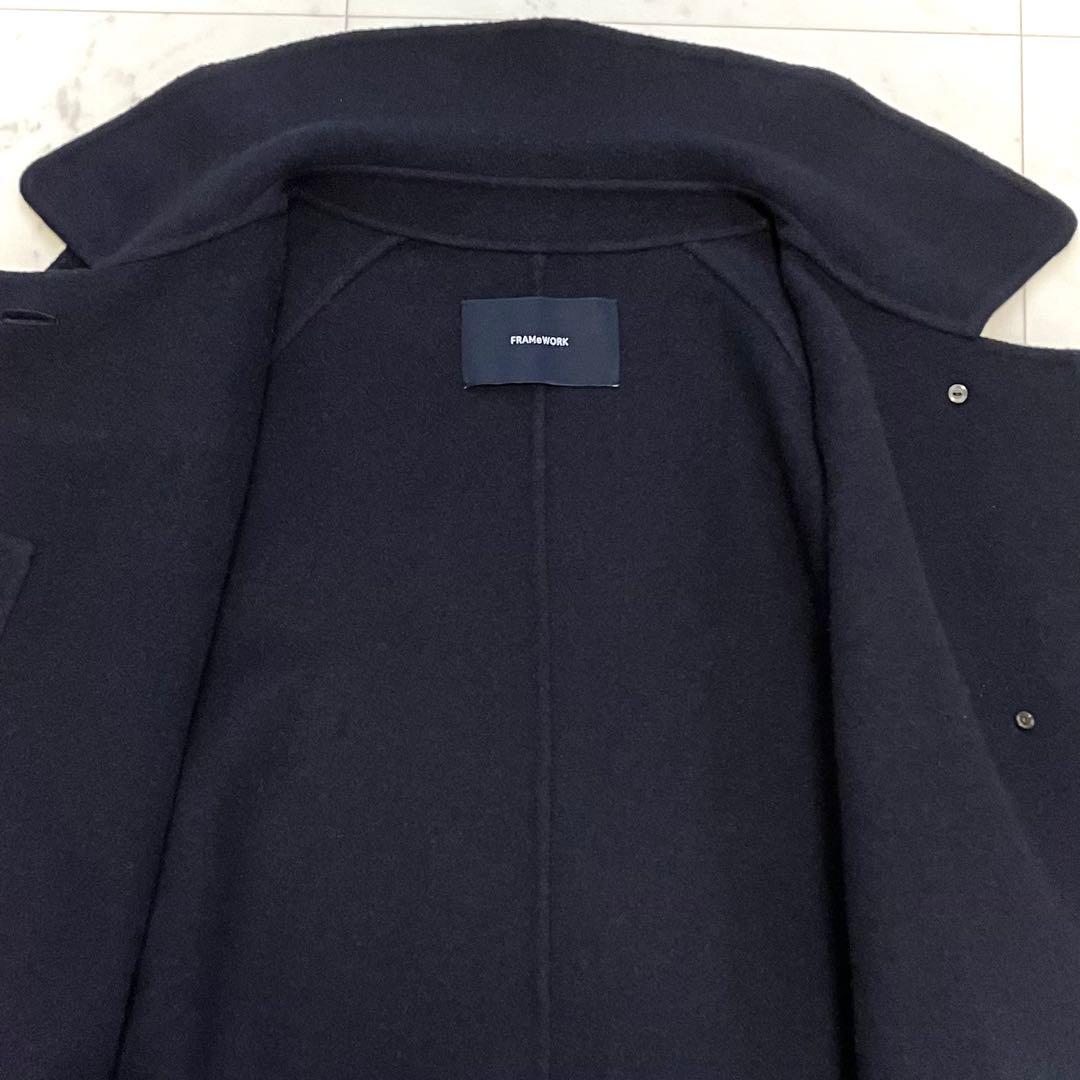 美品 フレームワーク リバーバルカラーショートコート ネイビー 36
