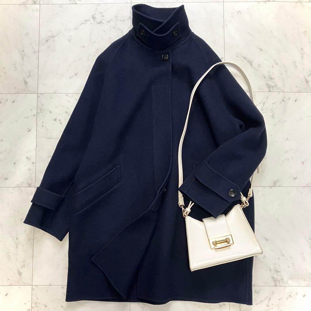 美品 フレームワーク リバーバルカラーショートコート ネイビー 36