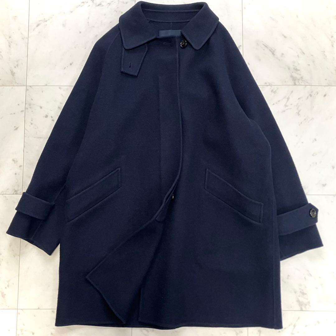 美品 フレームワーク リバーバルカラーショートコート ネイビー 36