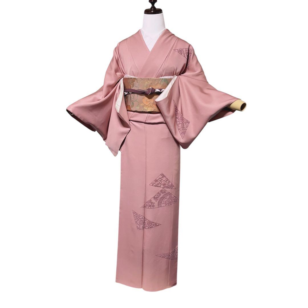 美品　袷　正絹　相良刺繍　訪問着　フルセット　4点　特選西陣更紗柄袋帯付き