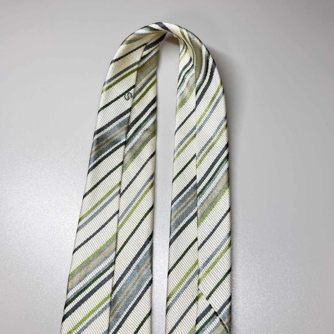 未使用 HERMES ソルド シルク ネクタイ レジメンタル 裏ファソネ