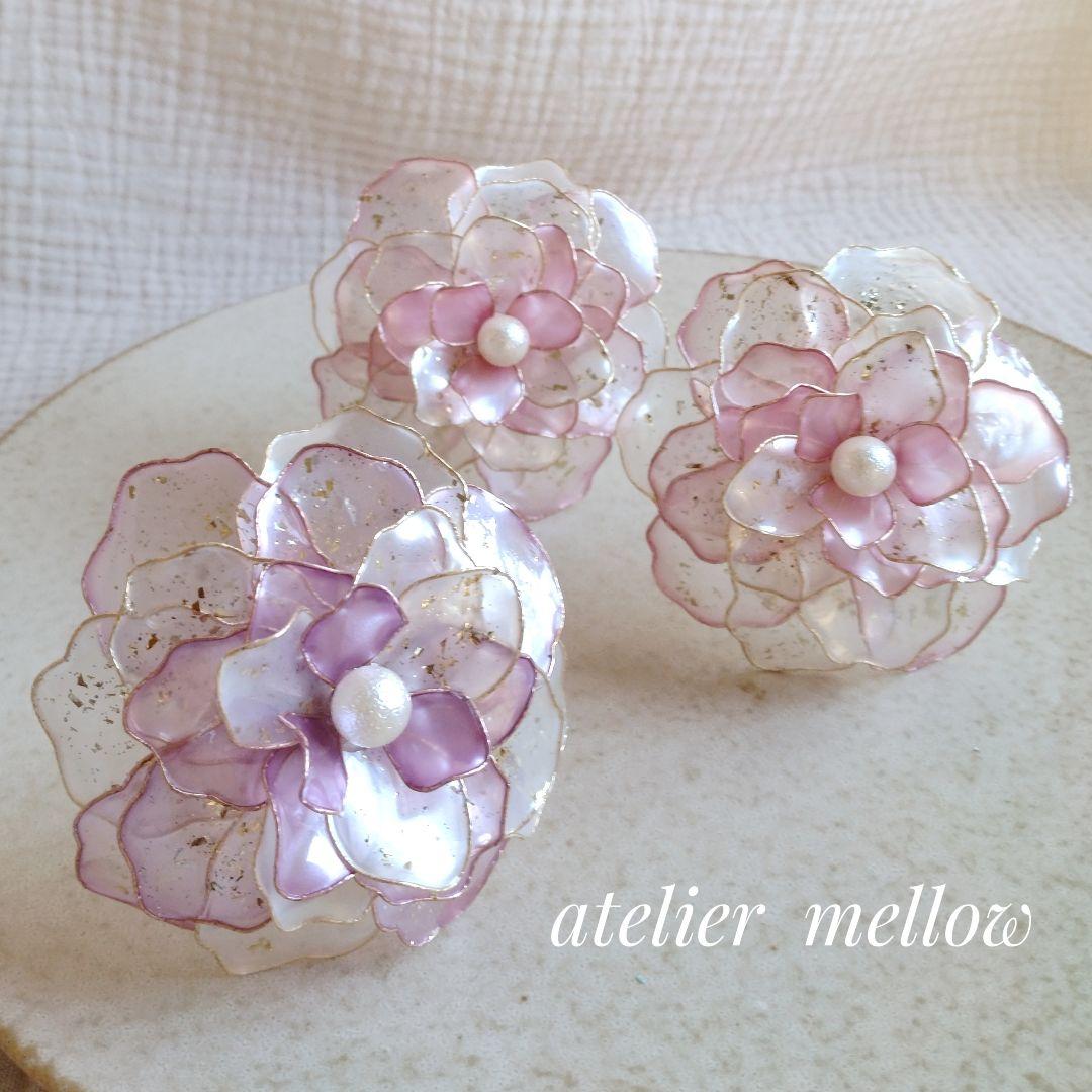 髪飾り 成人式 ピンク パープル ウェディング アメリカンフラワー【ュ】