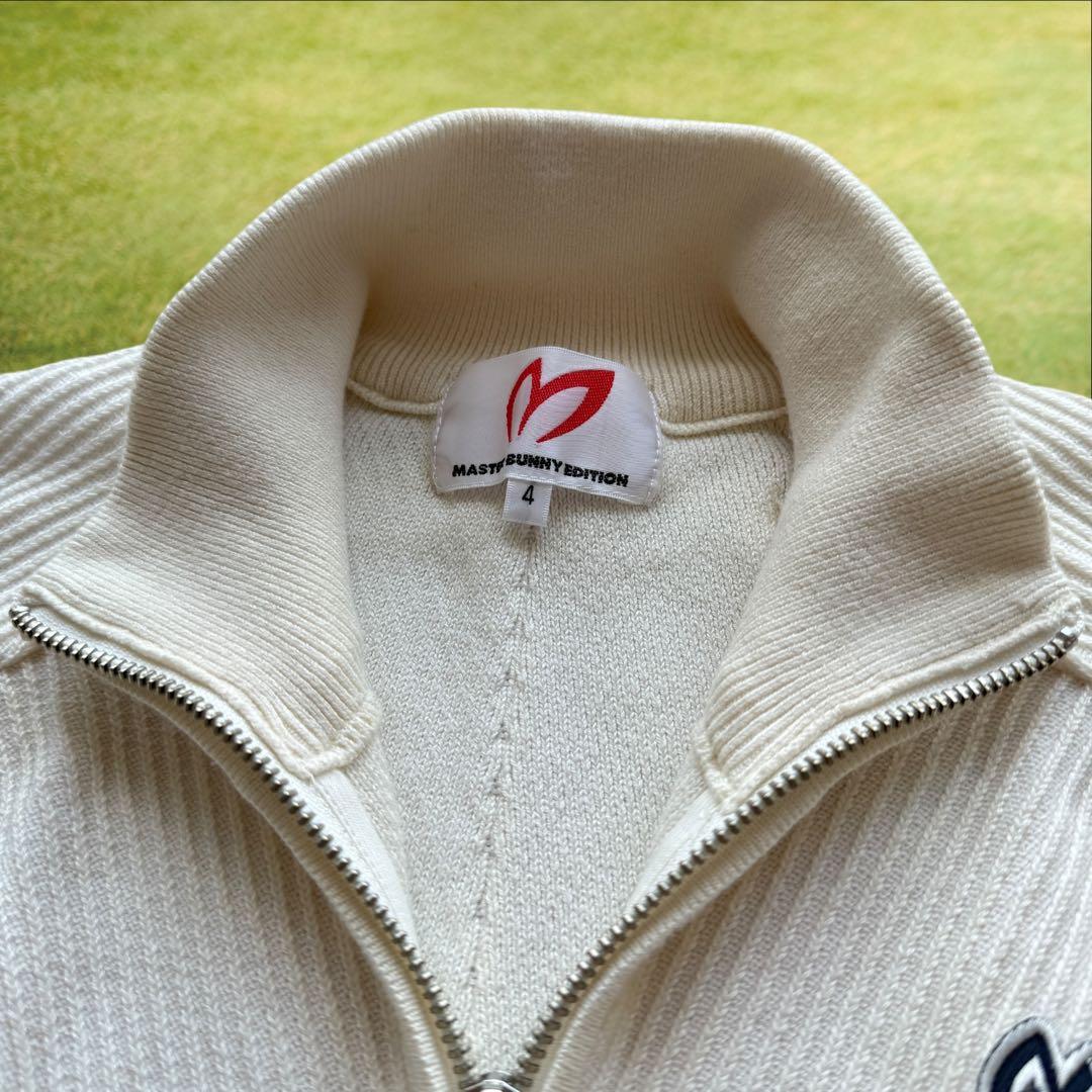 シルク素材　マスターバニー　ニット　M〜L相当　オフホワイト　ハーフジップ　4
