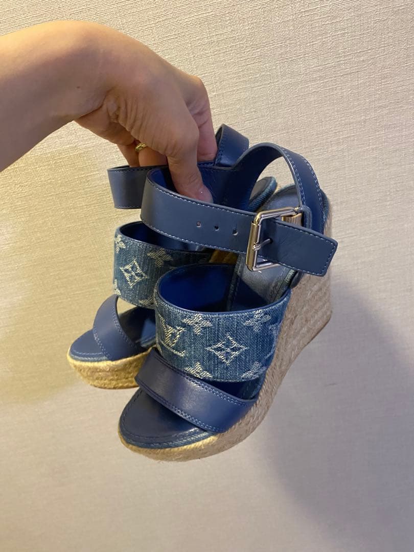 VUITTON デニム ウェッジサンダル