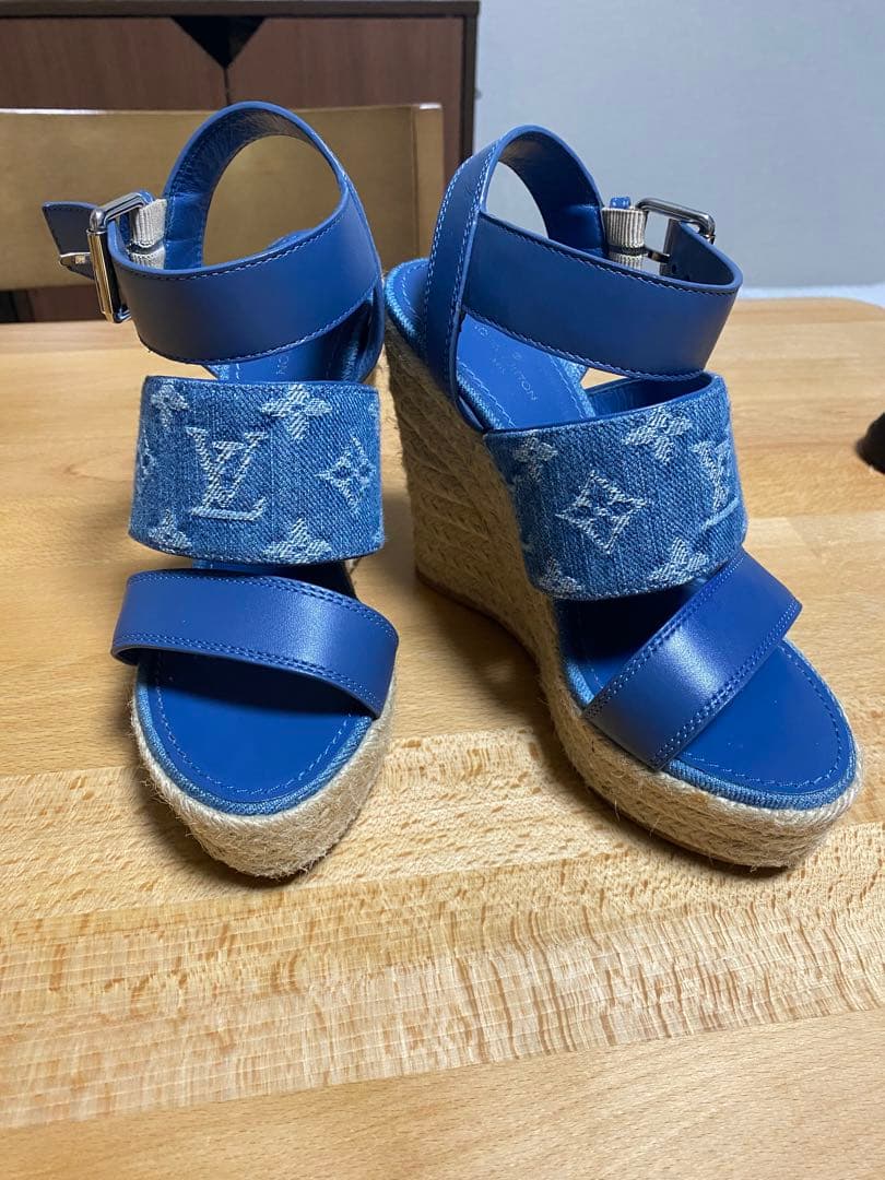 VUITTON デニム ウェッジサンダル