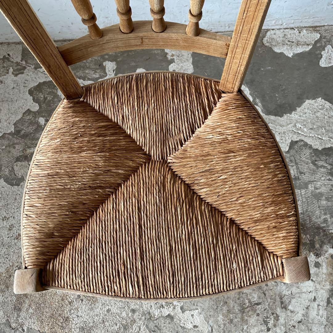 年末・年始SALE ビンテージ ダイニング藁チェア　カフェチェア　剥離　no2