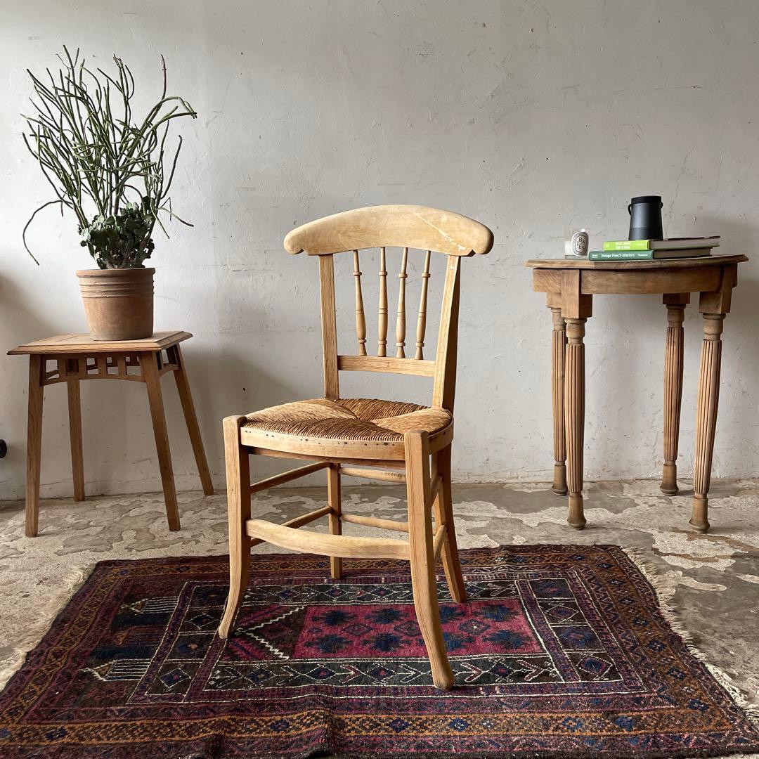 年末・年始SALE ビンテージ ダイニング藁チェア　カフェチェア　剥離　no2