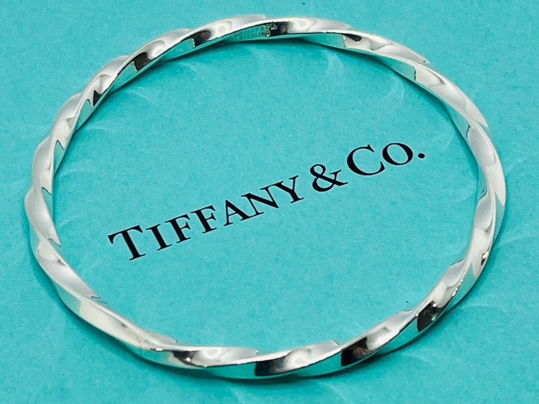 h152 美品　希少　ティファニー　ナイフエッジ　ツイスト　バングル　925