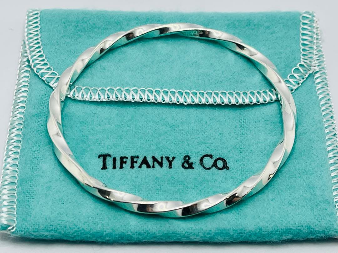 h152 美品　希少　ティファニー　ナイフエッジ　ツイスト　バングル　925