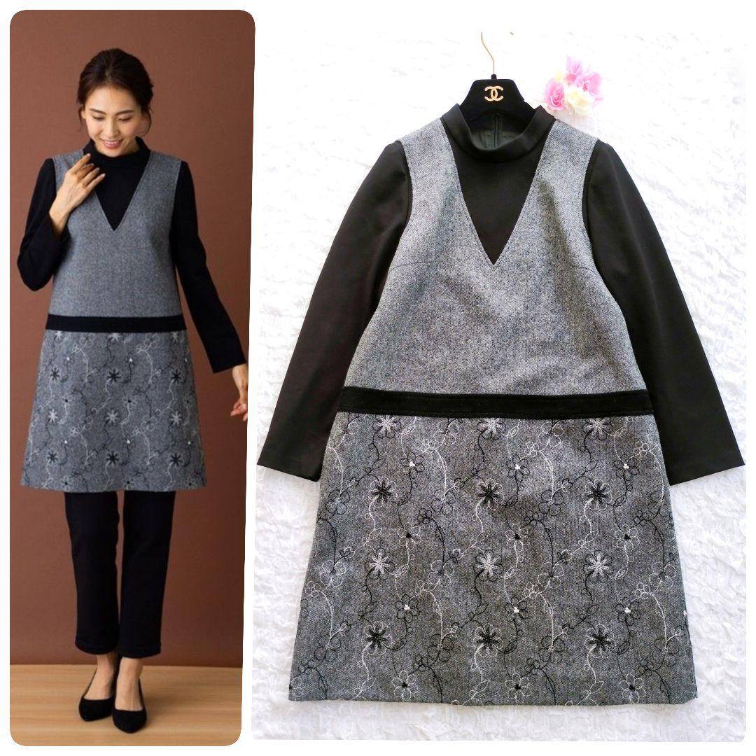 【美品】Leilian　レイヤード風チュニックワンピース　現行　近年