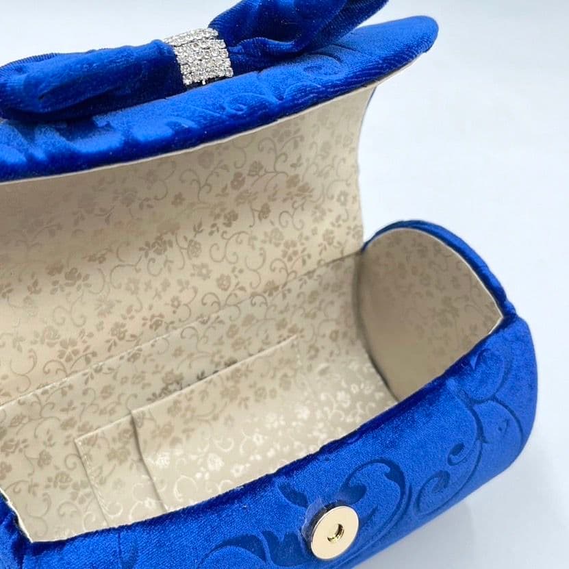 ベルベット　ブルー　振袖バッグ草履セット