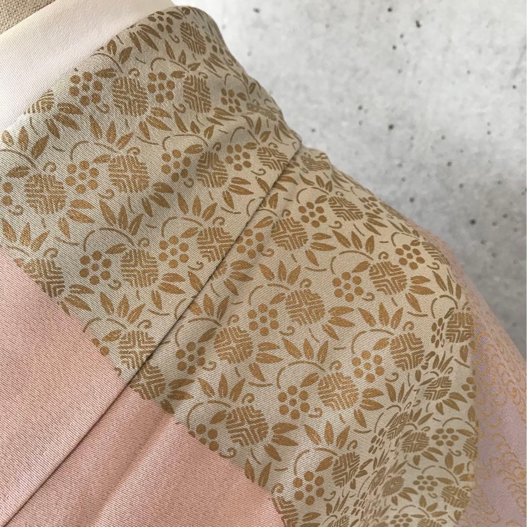 正絹　上質な訪問着　部分刺繍に金彩　袷　小さめサイズ