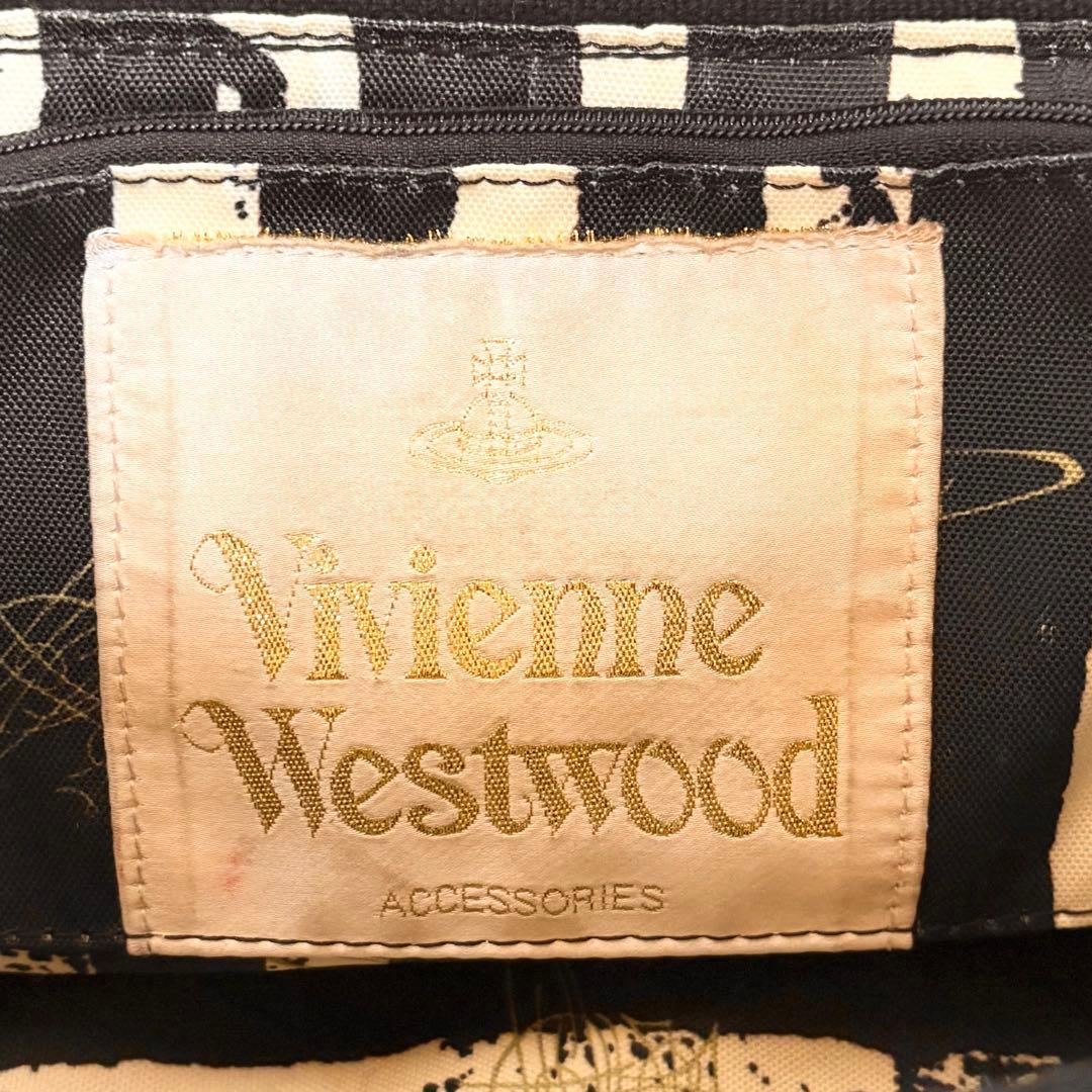 Vivienne Westwood デカオーブブラックキャンバスショルダーバッグ