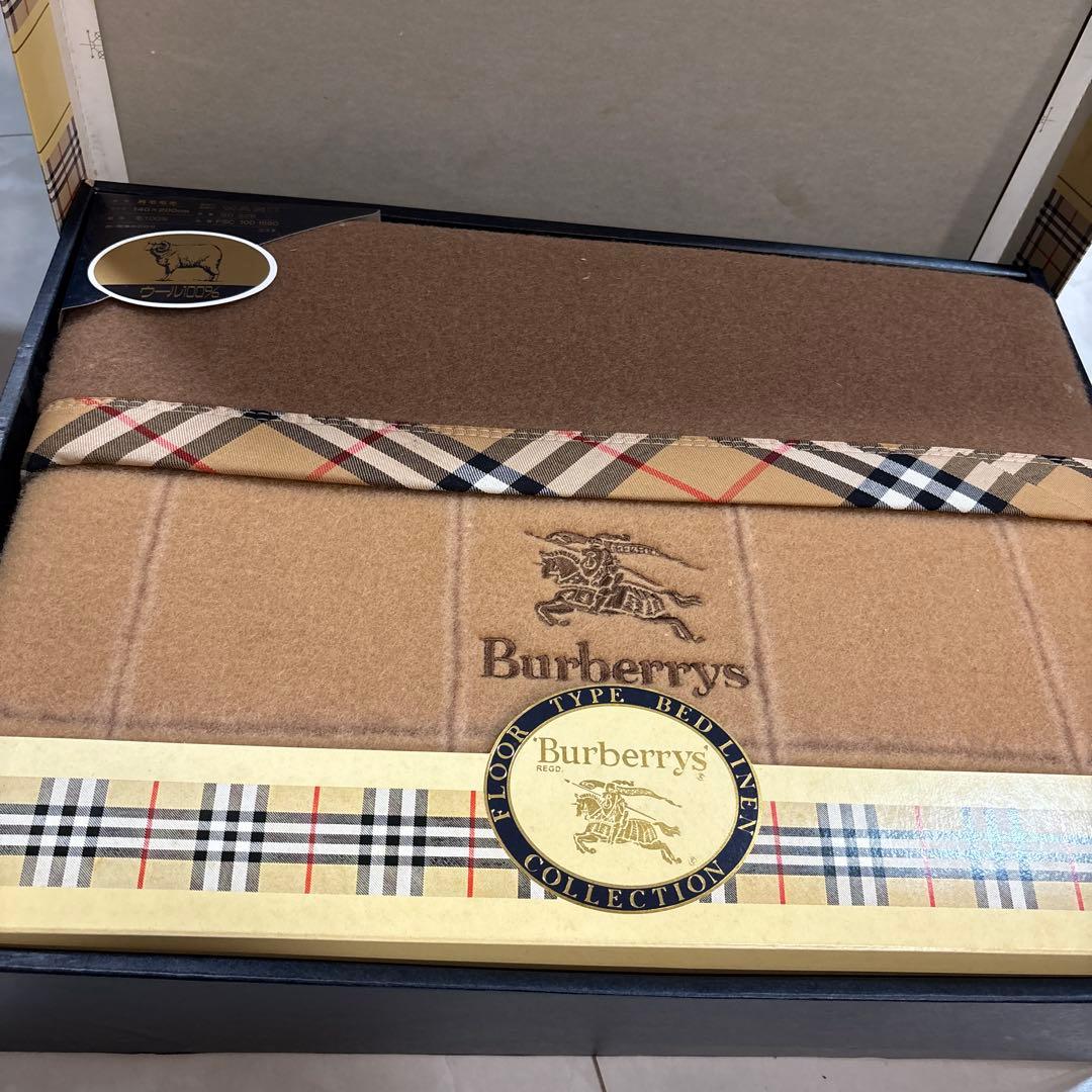 Burberry 純毛毛布ウール100% 綿毛布　2枚セット