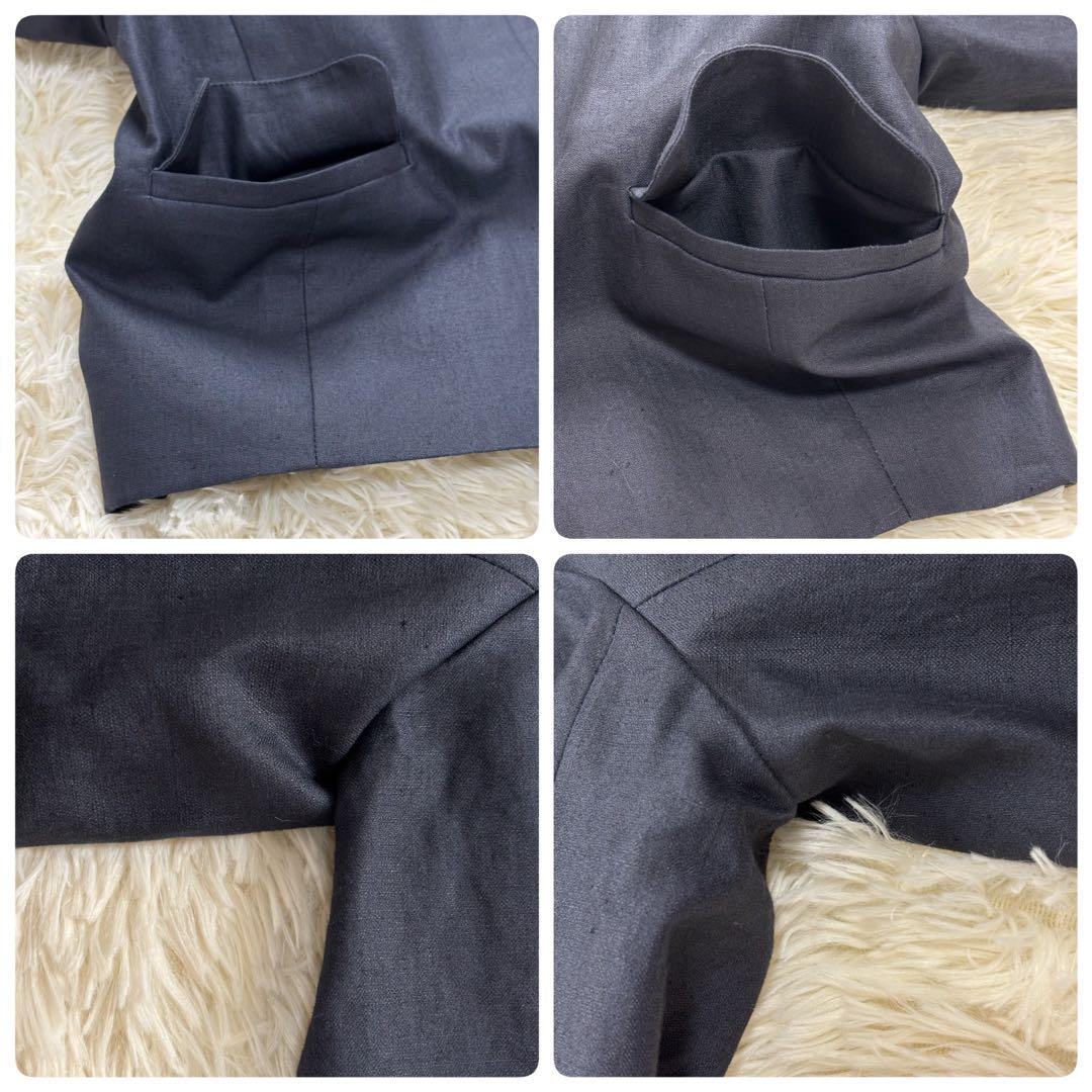 北欧、暮らしの道具店　アトリエナルセ　ノーカラージャケット　リネン　ネイビー