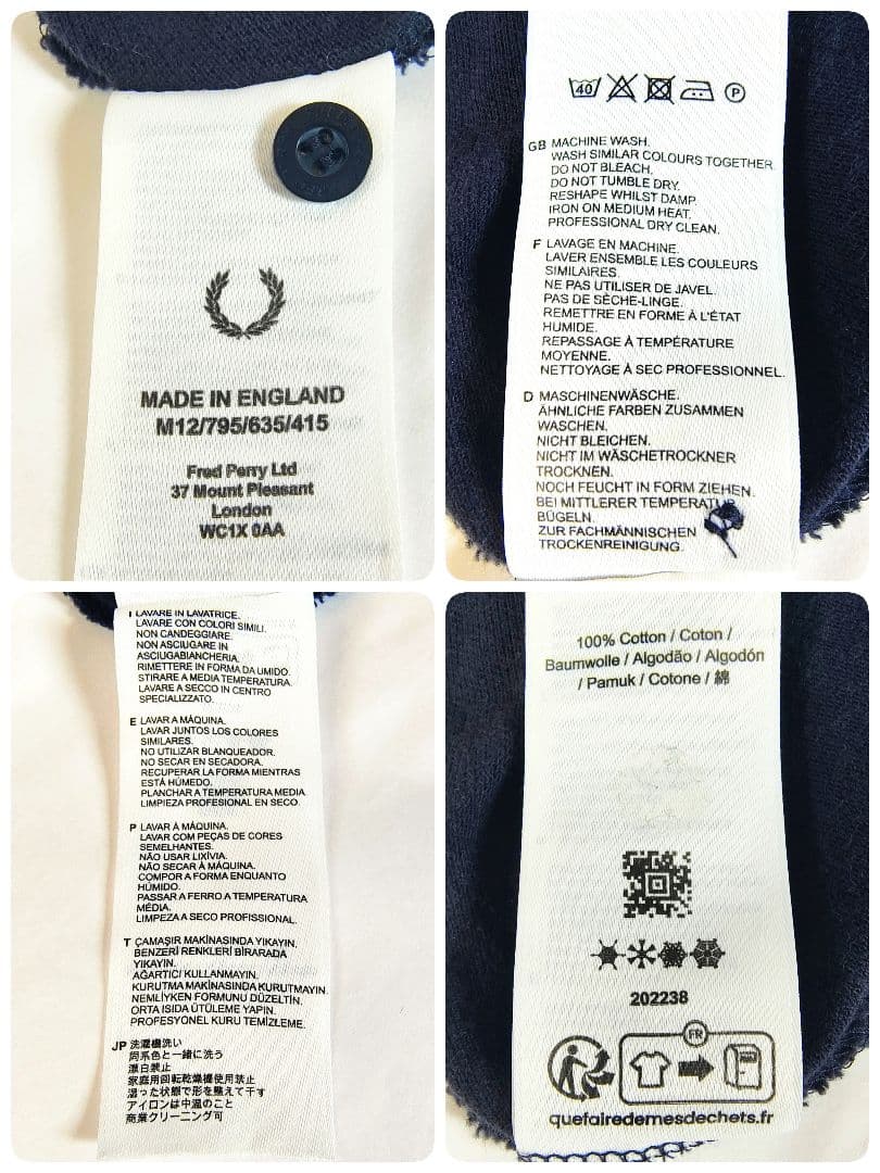 FRED PERRYフレッドペリー M12半袖ポロシャツ38 M イングランド製