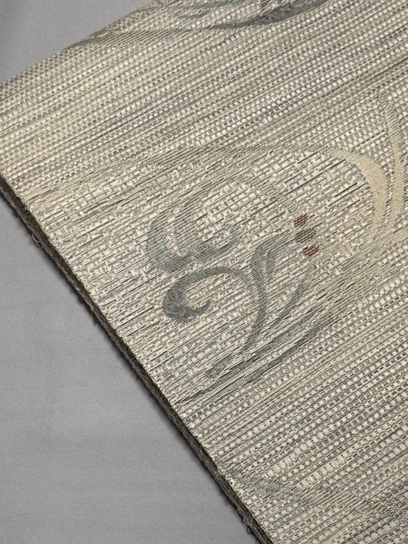 [ヴィンテージ] 本場筑前博多織　名古屋帯　正絹　博多帯　白練色　白　洒落帯