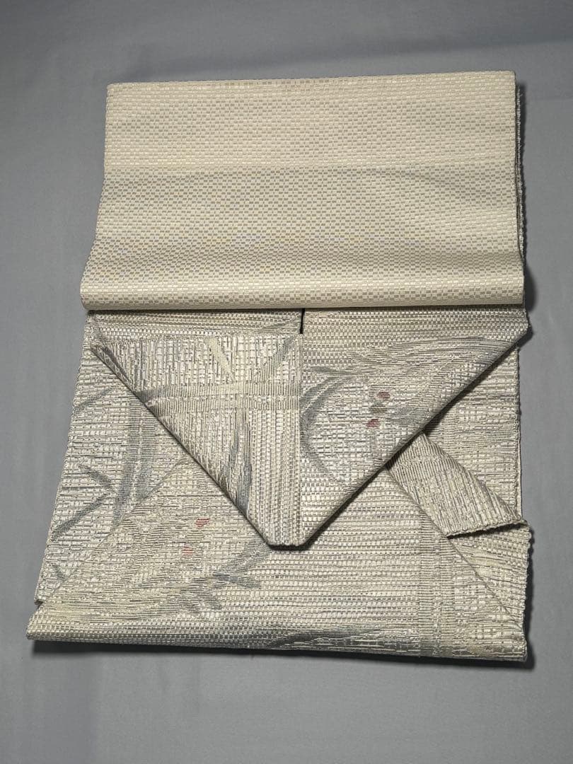 [ヴィンテージ] 本場筑前博多織　名古屋帯　正絹　博多帯　白練色　白　洒落帯