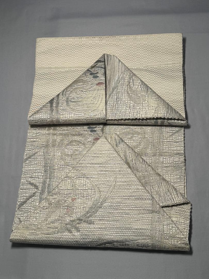 [ヴィンテージ] 本場筑前博多織　名古屋帯　正絹　博多帯　白練色　白　洒落帯