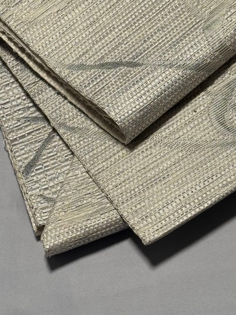 [ヴィンテージ] 本場筑前博多織　名古屋帯　正絹　博多帯　白練色　白　洒落帯