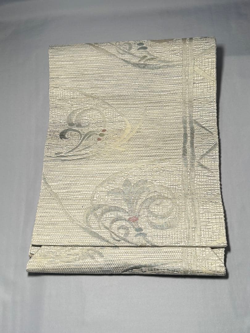 [ヴィンテージ] 本場筑前博多織　名古屋帯　正絹　博多帯　白練色　白　洒落帯