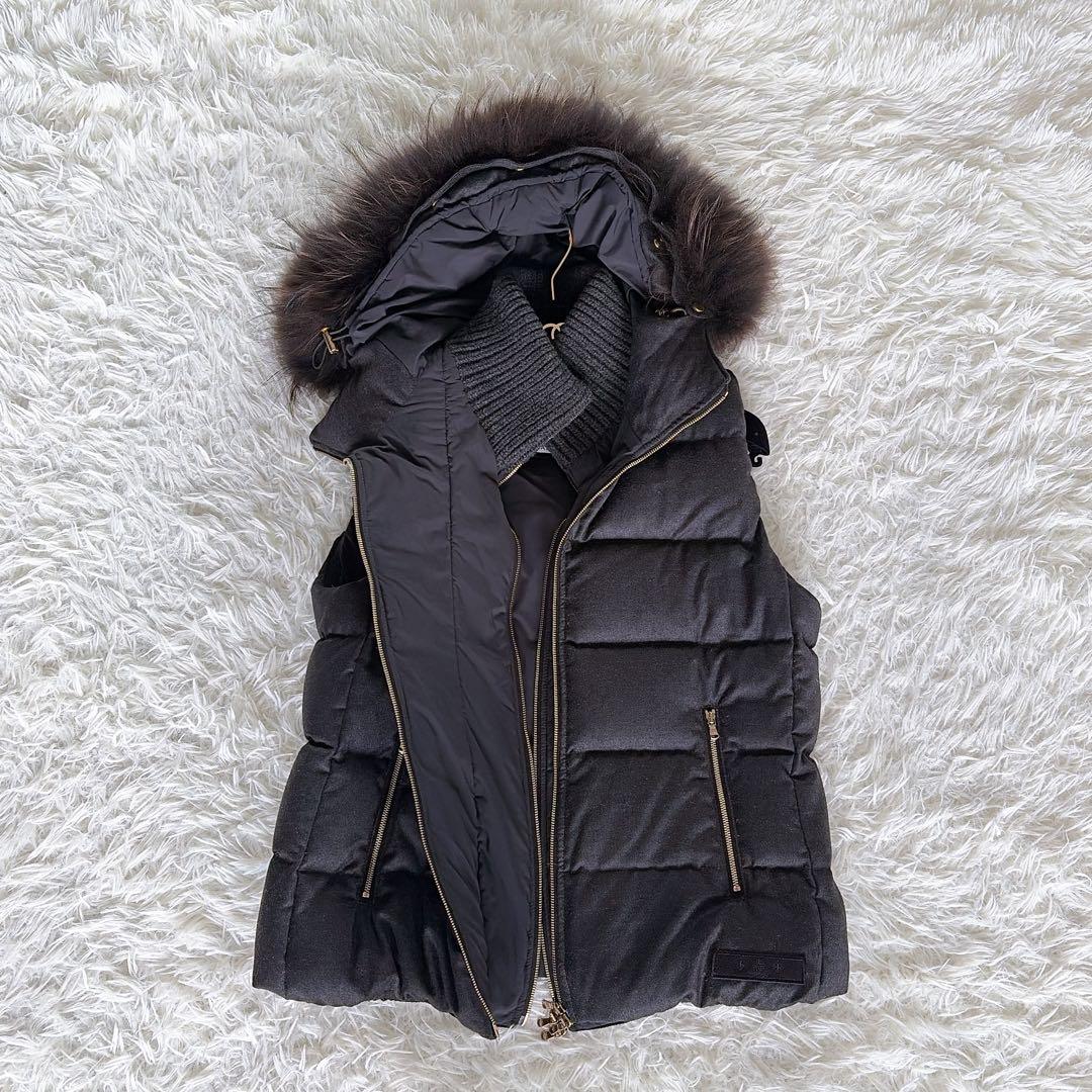 【TATRAS】FAGLIA ファー2wayダウンベスト シルク混ウール3 L