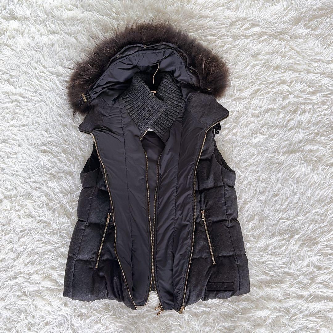 【TATRAS】FAGLIA ファー2wayダウンベスト シルク混ウール3 L