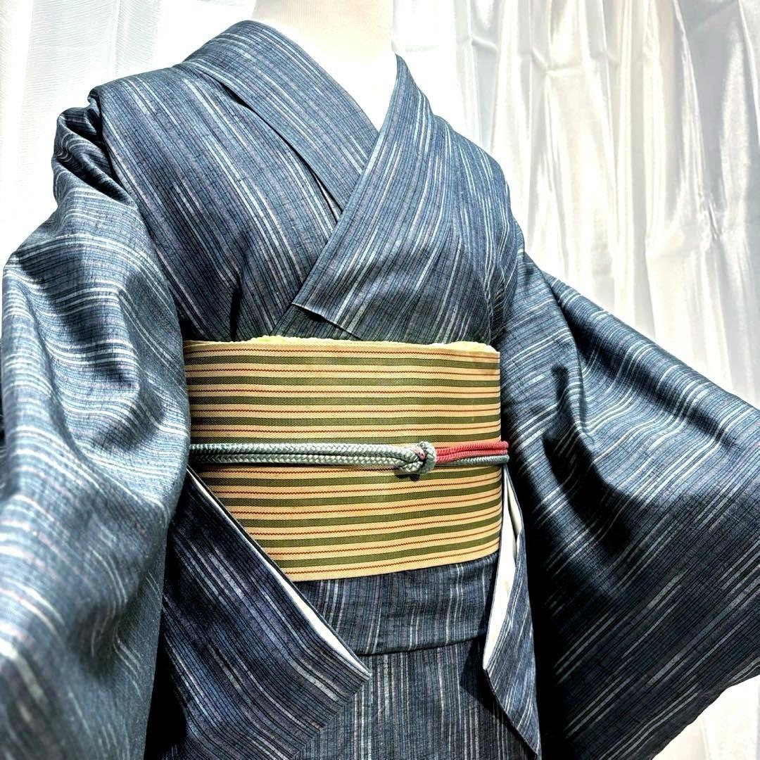 正絹　紬　十日町紬風　小紋　フルセット　着物専門店扱い　まるやま　フ9988