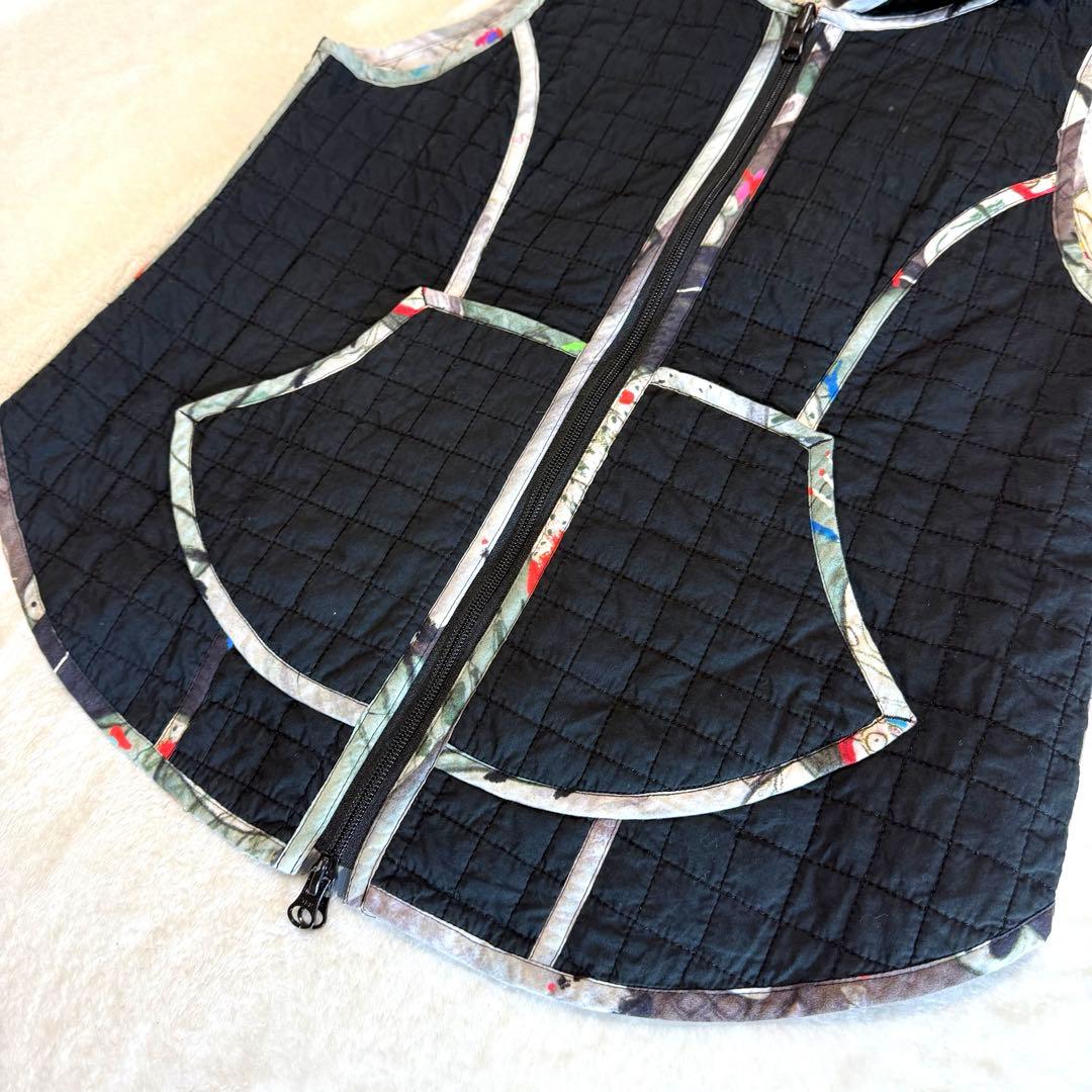 アルベロベロ リバーシブル キルティング フード付き ベスト ぶたさん 2way