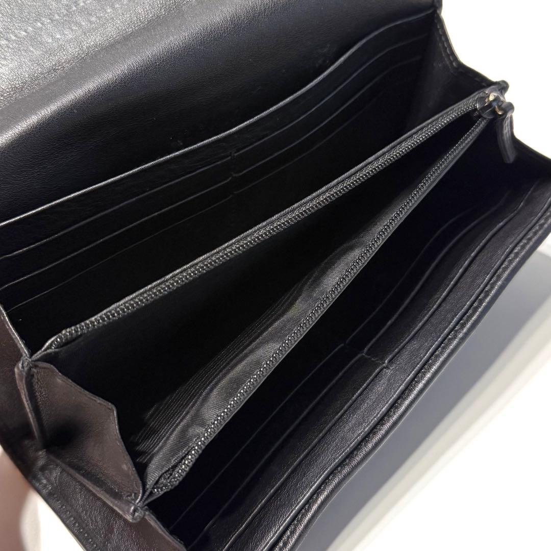 美品☆GUCCI 長財布 シマ インターロッキング フラップ 箱付き ブラック