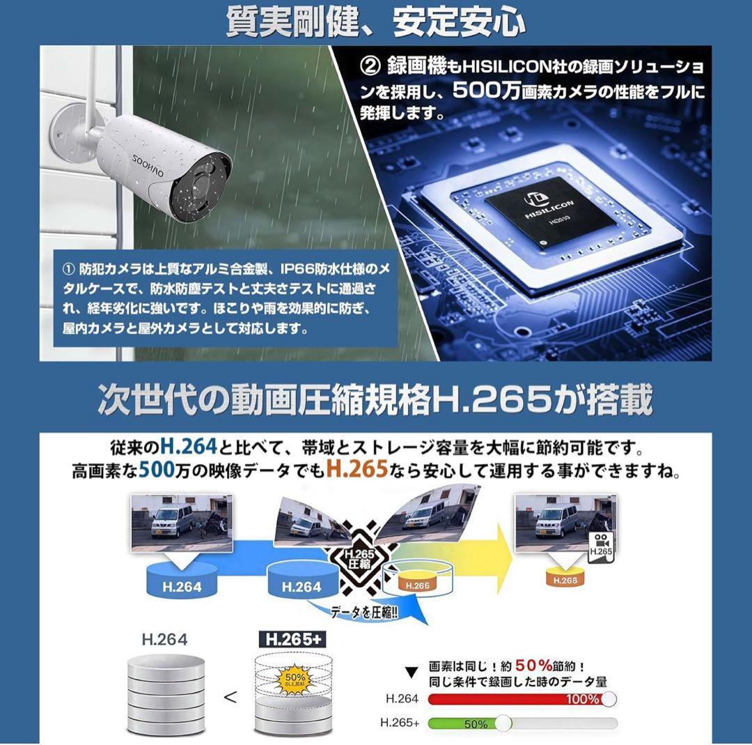 SOOHAO 防犯カメラ ワイヤレス 屋外 4台セット