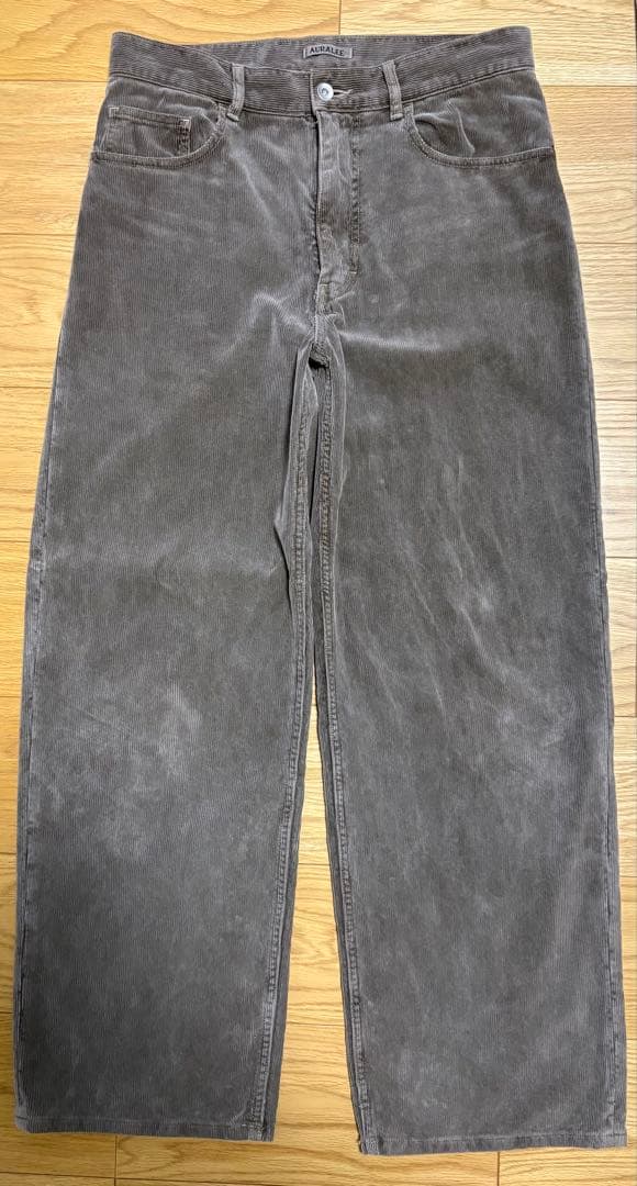 AURALEE 25AW コーデュロイワイドパンツ　オリーブブラウン